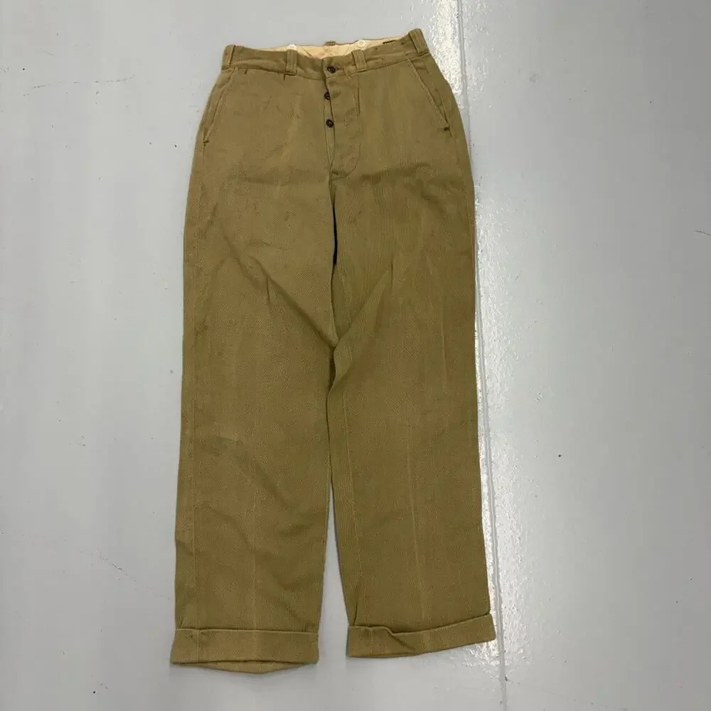 Vintage 50s Lee Whipcord Sanforized Tan Workwear Chino 29x30